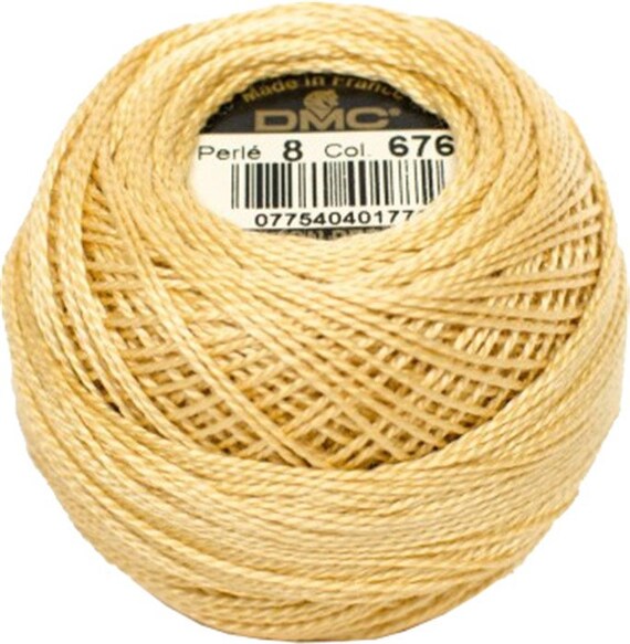 DMC 676 Pearl Cotton Thread Size 8 Light Old Gold 