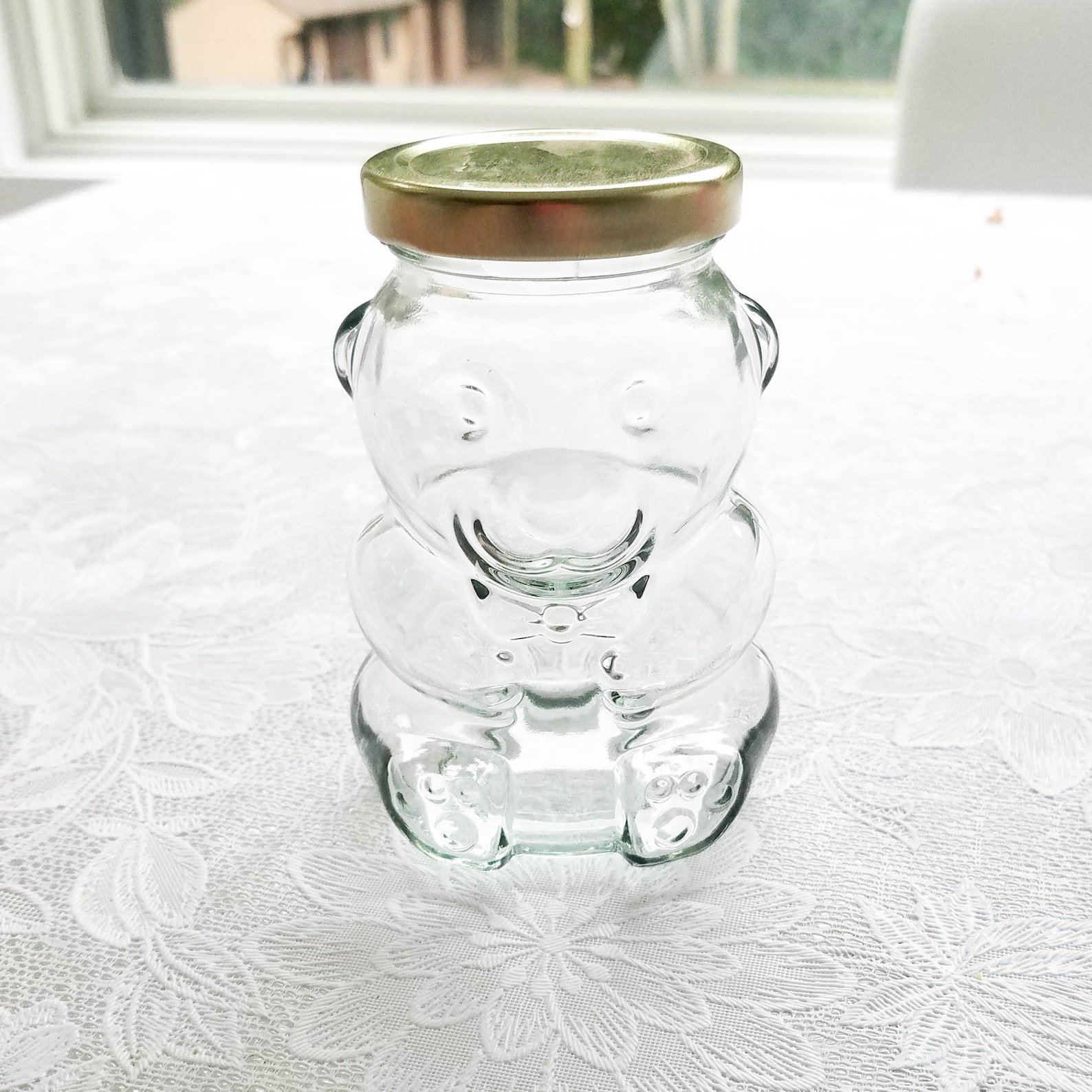 9 Oz Empty Glass Bear Jar With Plastisol Lined Lid in Your Etsy