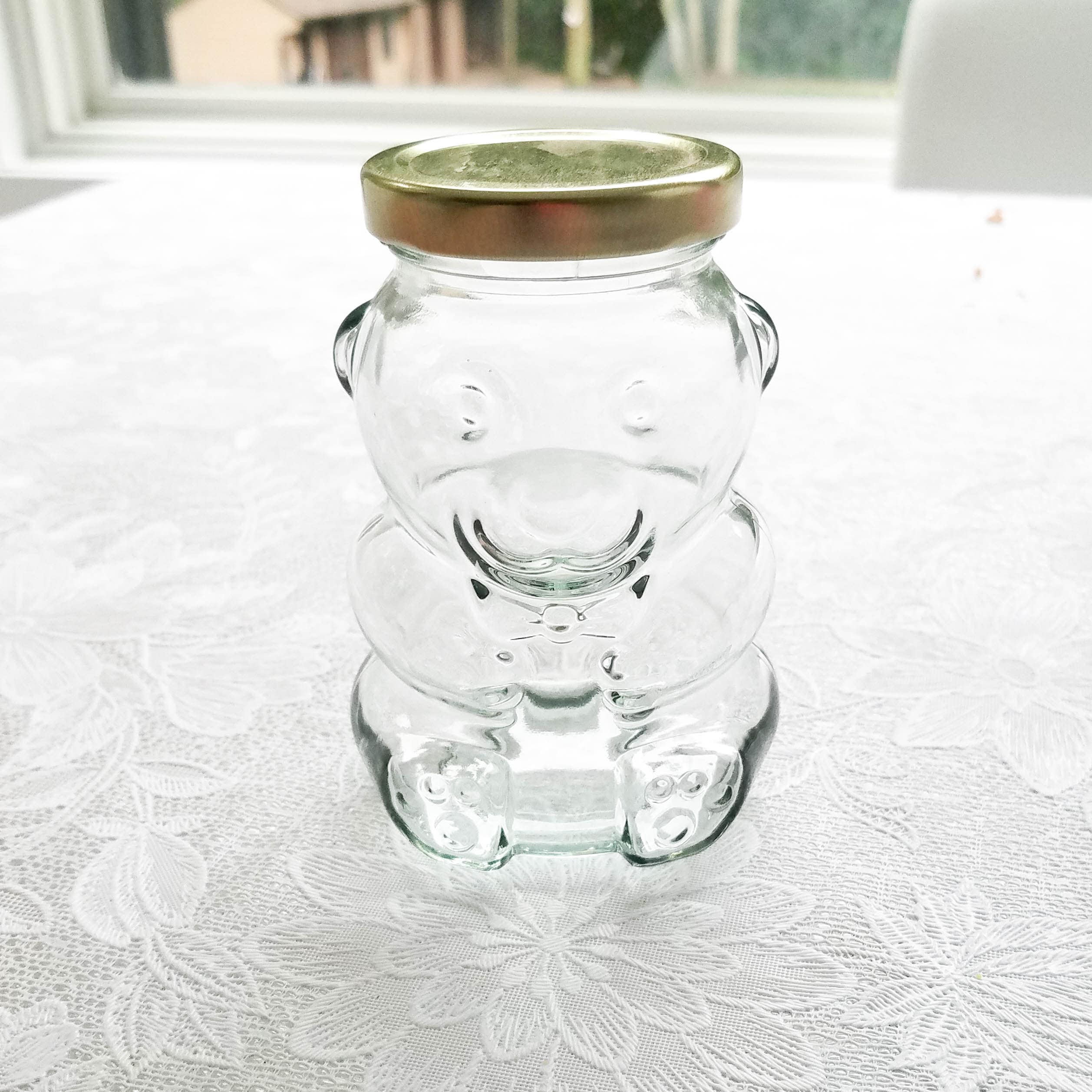 clear cute bear shape glass jar