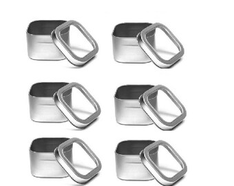8 oz Clear Top Square Tins- Set of 6
