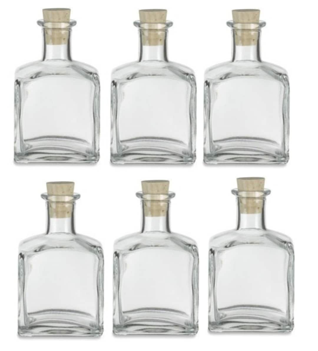 1 Pieces Mini Transparent Square Glass Bottles with Cork Stopper