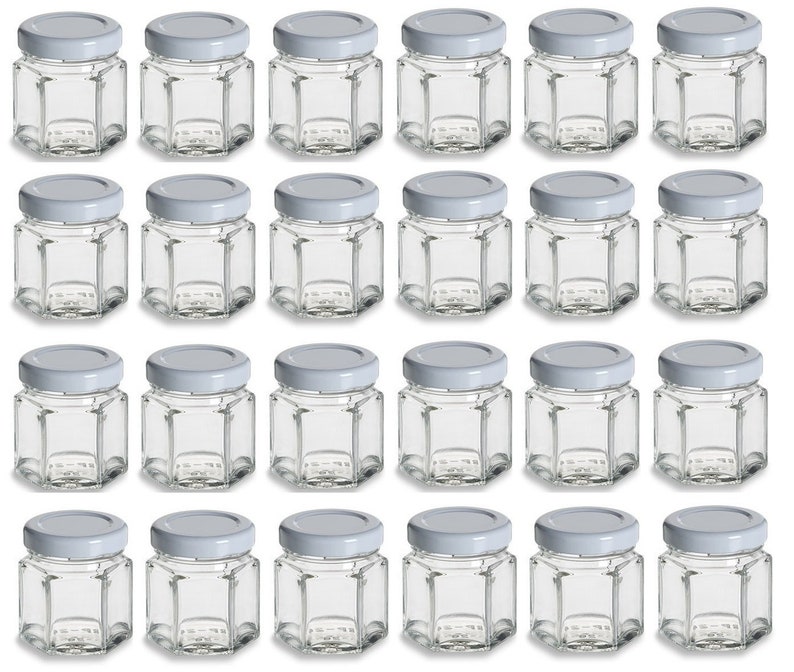 24 pcs 1.5 oz Glass Hexagon Jar with Gold Lids image 4
