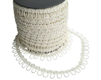 Ivory Adjacent Elastic Bridal Button Looping Trim Ready to use Wedding Button Holes