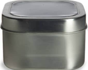 8 oz Clear Top Square Tins