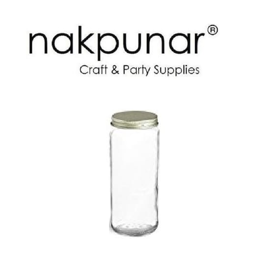 Nakpunar 12 pcs 8 oz Tall Glass Jars with Lids (Gold, 12)