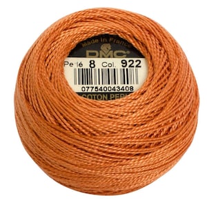DMC Oranges Perle Cotton Threads | Size 8 | 900, 922, 946, 947 Light Copper, DK Burnt Orange Brown perfect for Fall, Autumn Embroidery Craft