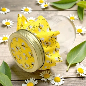 12 piezas de tapas para tarros de miel de abeja con lazo de cordel de cáñamo, lados rectos