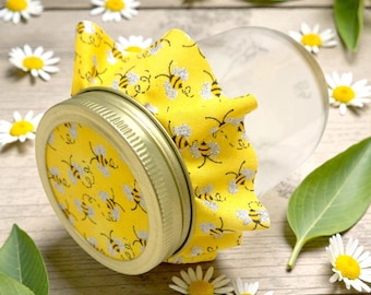 12 pcs Honey Bee Jar Covers with Hemp Twine Tie STRAIGHT SIDED - For Baby Shower