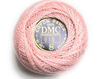 Fil de coton perlé DMC 818 | Taille 8 | Rose layette