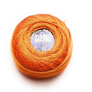 DMC 740 Perle Cotton Thread Size 8 Tangerine Orange image 2