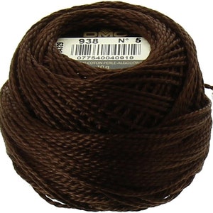 DMC 938 Perle Cotton Thread | Size 5 | Ultra Dark Coffee Brown