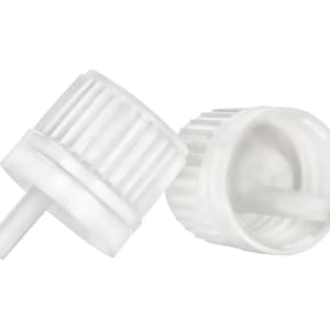 24 pcs 18/415 White Plastic Tamper Evident Caps with Orifice Droppers for Essential Oil Bottles
