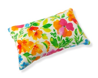 Orange Pink Floral Emery Pincushion 4.5 oz Turkish Emery Sand