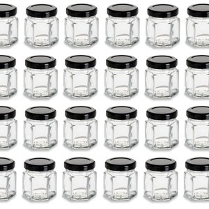 24 pcs 1.5 oz Glass Hexagon Jar with Gold Lids image 2