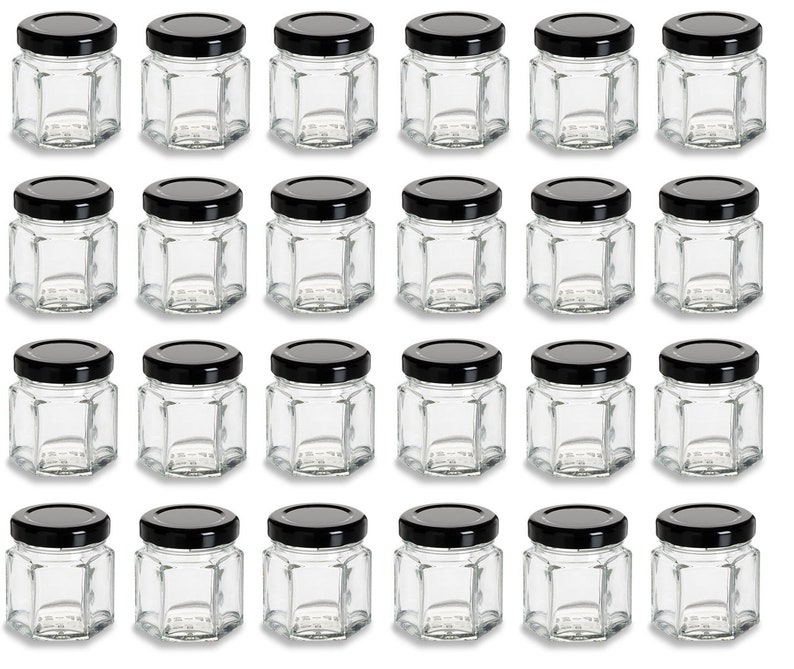 24 pcs 1.5 oz Glass Hexagon Jar with Gold Lids image 2