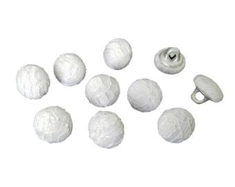 10 pcs 7/16 inch White Lace Over Satin Bridal Buttons