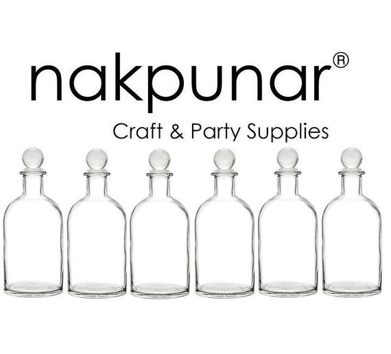 6 pcs Boston Round Glass Bottles with Glass Bottle Stoppers 8.5 oz (250 ml)