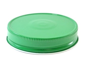 12 pcs Green Mason Jar Lid with Safety Button for Regular Mouth Mason Jars BPA Free Plastisol Lined Made in USA