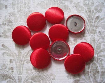 10 pcs True Red Satin Buttons Choose from 7 Different Size from 1/2in to 2"