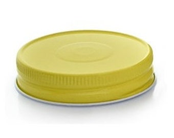 12 pcs Yellow Mason Jar Lid with Safety Button for Regular Mouth Mason Jars BPA Free Plastisol Lined Made in USA