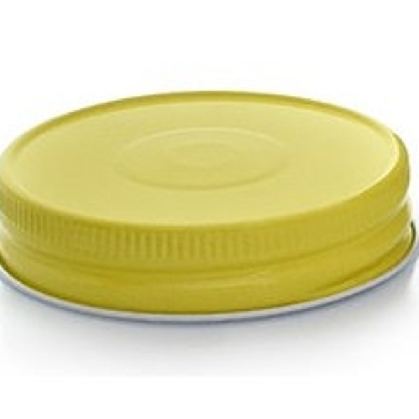 12 pcs Yellow Mason Jar Lid with Safety Button for Regular Mouth Mason Jars BPA Free Plastisol Lined Made in USA