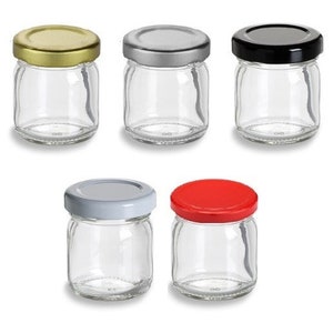 6 pcs 1.5 oz Straight Edge Glass Jars with White Lid Storage and Organization image 5