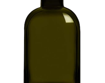 Nakpunar Dark Green Recycled Glass Bottle with Cork Bottle Stopper 8 oz (250 ml) - Squared Boston Round Apothecary Bottle