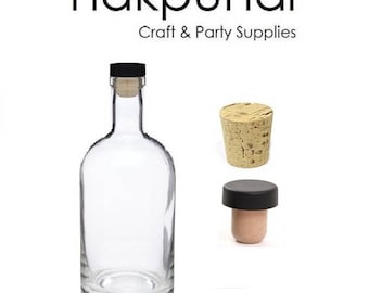 1 pc 25 oz Heavy Bottom Boston Liquor Bottle with Cork, T-bar Stopper