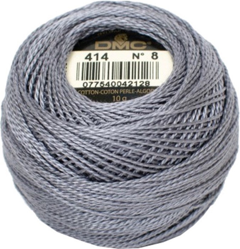 DMC Gray Perle Cotton Thread Size 8, 415, 414, 413 414 Dark Steel Gray