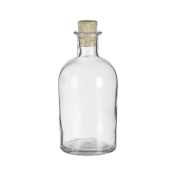 Boston Round Clear Glass Bottle with Cork 8.5 oz (250 ml) Storage and Organization