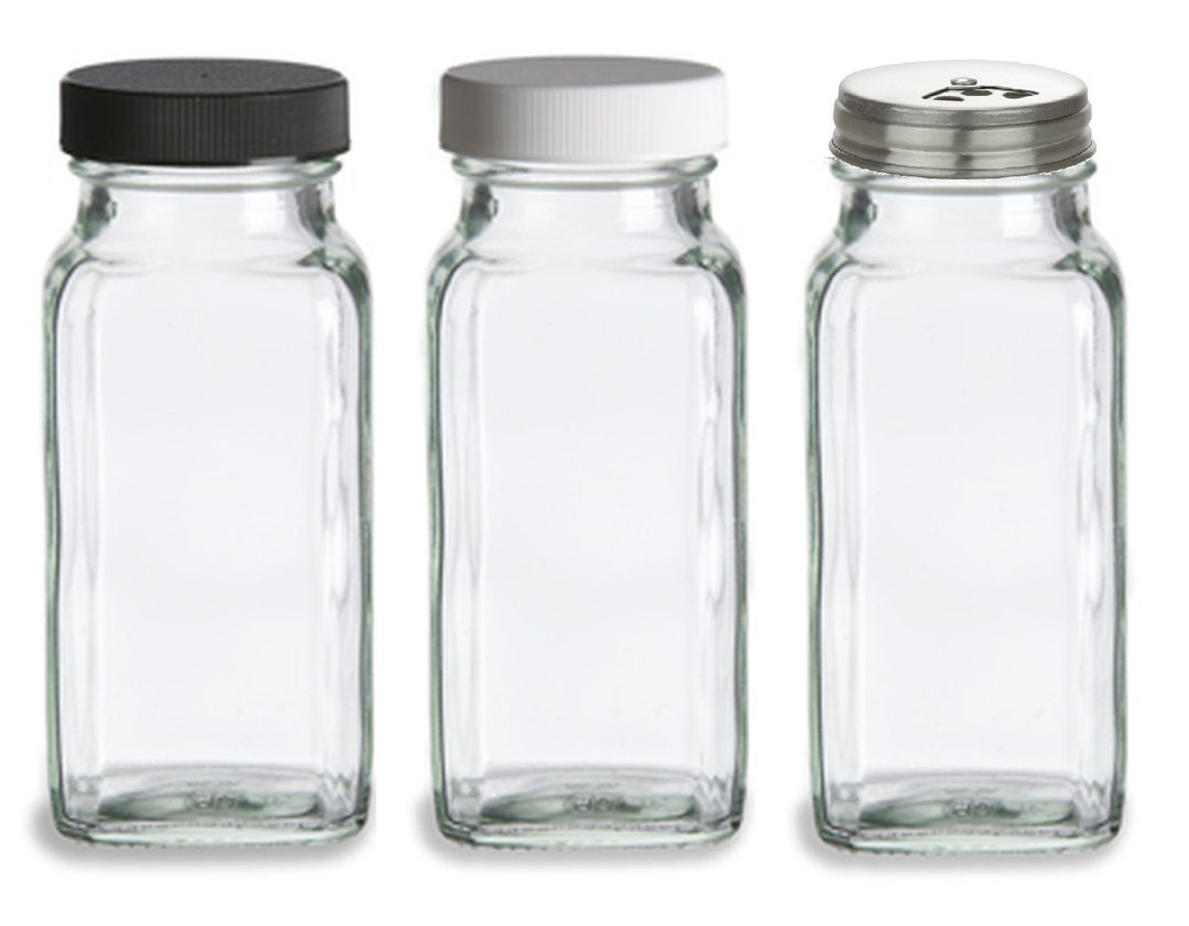 Wholesale clear square 8oz plastic spice jars with shaker lids