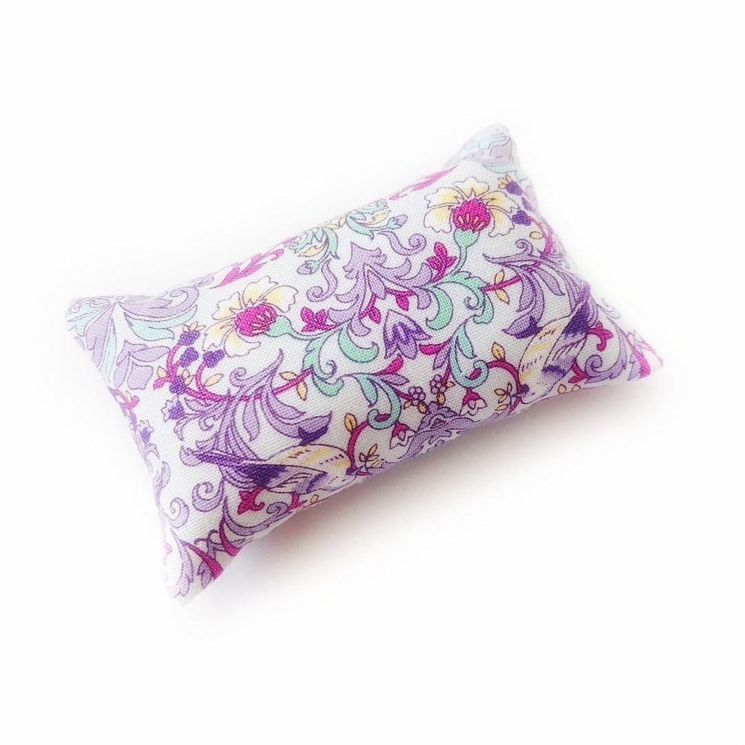 Purple Damask Emery Pin Cushion Handmade Sewing Notion Weighted Pincushion for Embroidery Cross