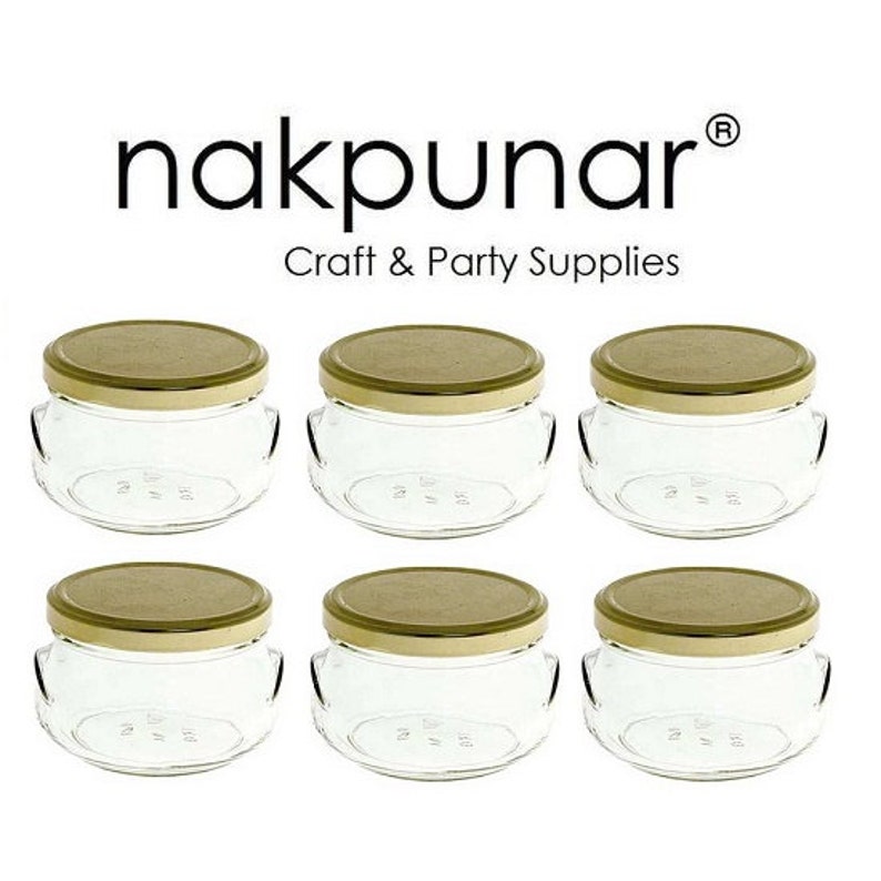 6 Pcs 6.75 Oz Glass Tureen Jars With Color Choice of Lid Etsy