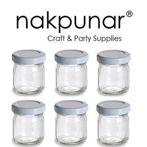 6 pcs 1.5 oz Straight Edge Glass Jars with White Lid Storage and Organization image 1