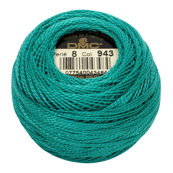 DMC 943 Perle Cotton Thread |Size 8 | Medium Aquamarine