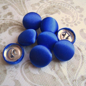 10 pcs Royal Blue Satin Buttons Choose from 7 Different Size from 1/2in to 2&quot;