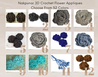 Hand Crocheted Flowers in Your Color Choice Set of 3