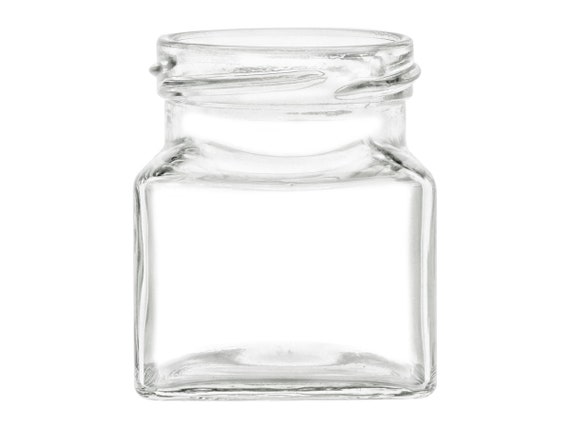 Victorian Square Glass Jar with Black Lid, 10 oz