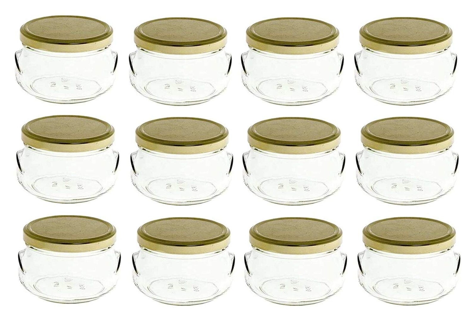 12 Pcs 6.75 Oz Glass Tureen Jars With Gold Lids 200 Ml Fl Oz Etsy