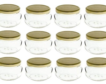 12 pcs 8 oz Glass Tureen Jars with Lids (250 ml)