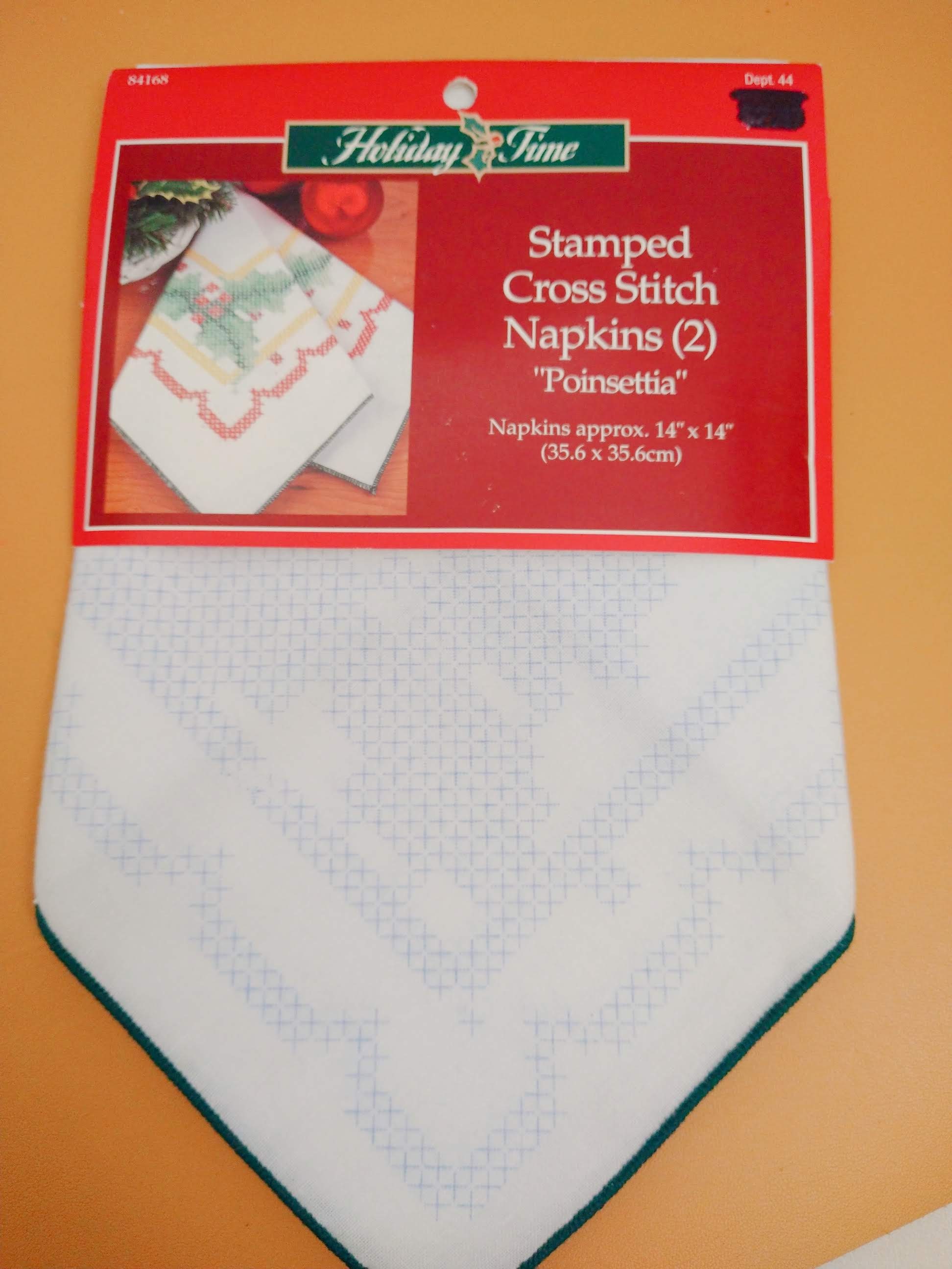 Stamped Cross Stitch Napkins Christmas Choose From 3 Style