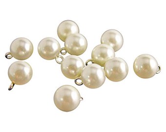 12 pcs 3/8in Full Dome Ivory Pearl Buttons