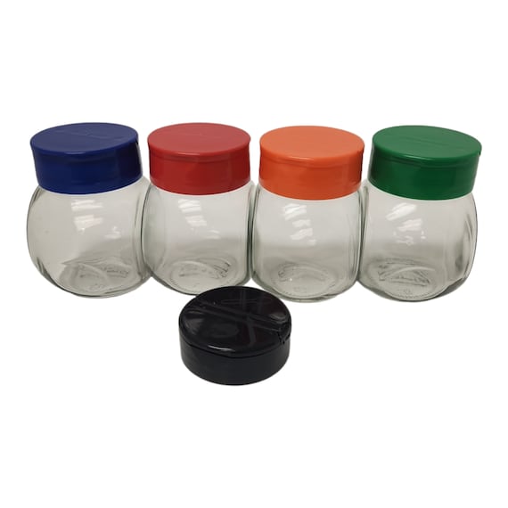 Set of 12Pcs Empty Plastic Spice Jars with Black Cap,Spice