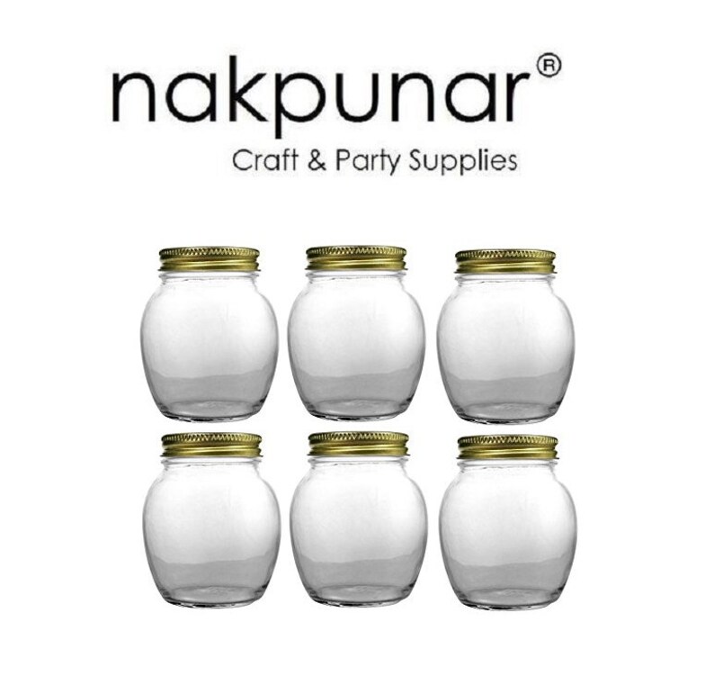 Nakpunar 12 oz Globe Glass Jar with Gold Metal Lid 6 pcs Etsy