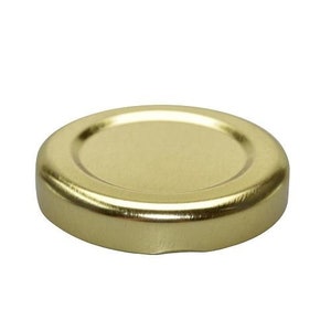 43TW Lug Lids for Glass Jar Replacement Lids 4 Lugs, Plastisol Lined, BPA Free, Made in the USA Gold
