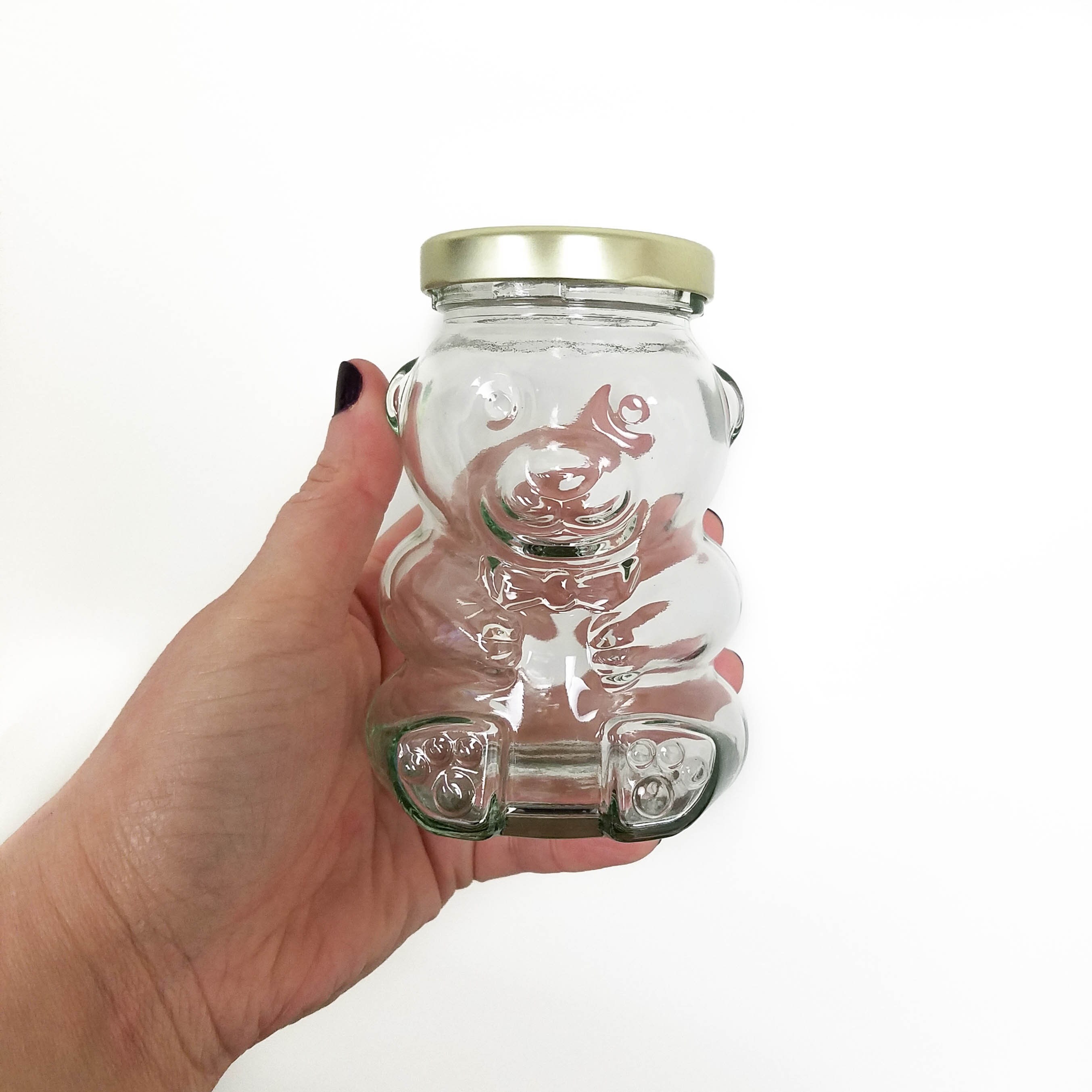 9 Oz Empty Glass Bear Jar With Plastisol Lined Lid in Your Etsy