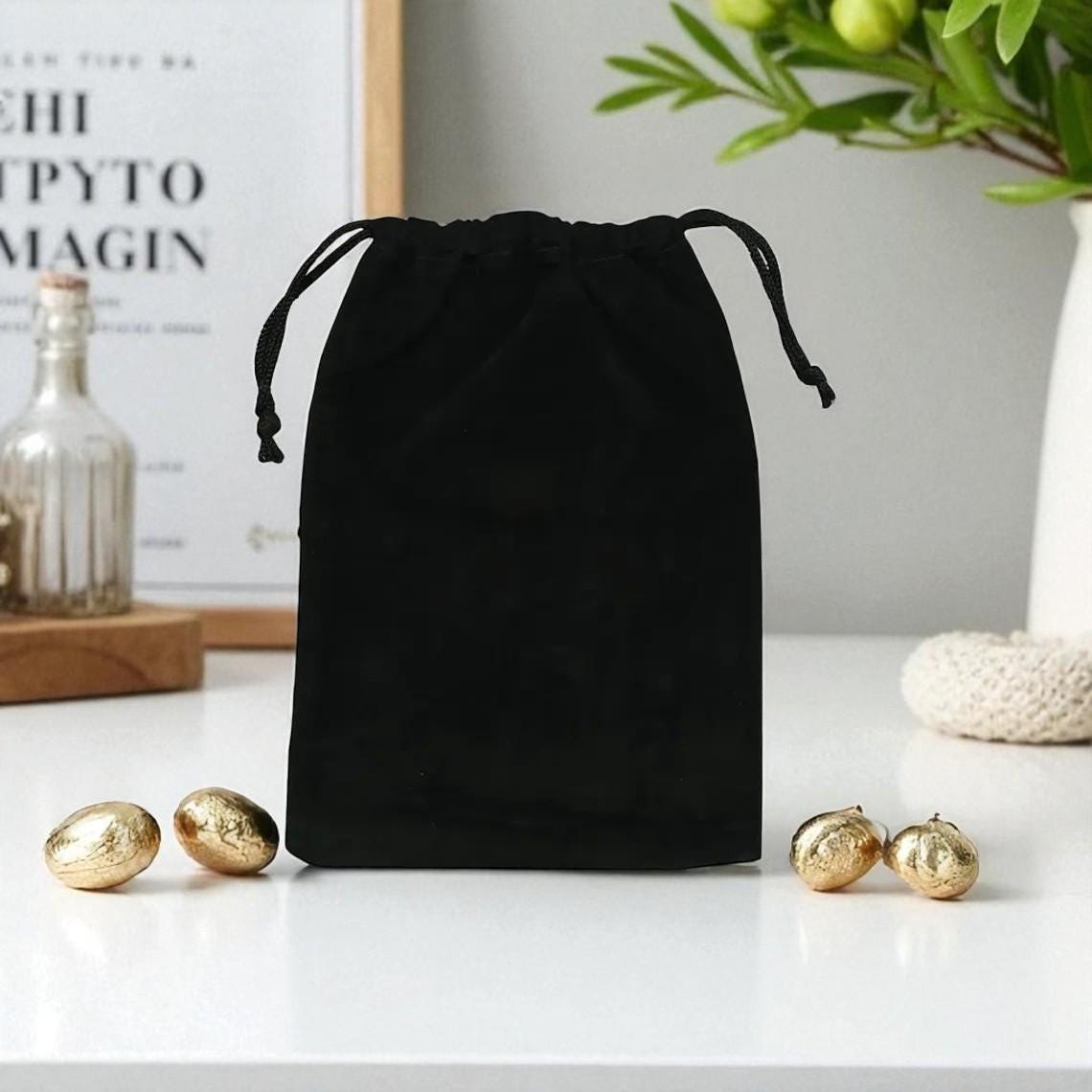 Black Velvet Drawstring Bag - Etsy display picture 1