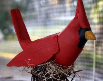 Primitive Folk Art Red Bird Cardinal E PATTERN