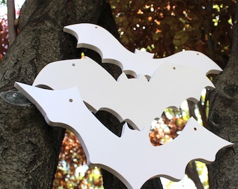 6 Pieces Halloween Outdoor Bats, All-Weather Bats, 15 Inches Big Hanging Bats, PVC Yard Decor, Garden Decoration