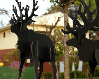 Exhibición de jardín de PVC resistente a la intemperie, alce negro, alce blanco, decoración de jardín grande, arte de jardín gigante, ciervo de pie único, decoraciones para exteriores